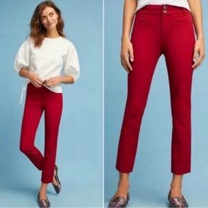 Anthropologie The Essential Slim Red Ankle Pants